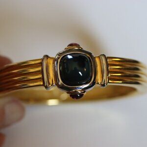 Vintage Signed Nolan Miller Hinged Bracelet Blue and Purple Cabochons